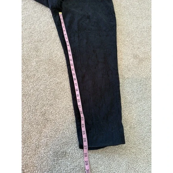 Eileen Fisher Black Printed High Waisted Cropped Cotton Pants Size XL - Picture 7 of 9